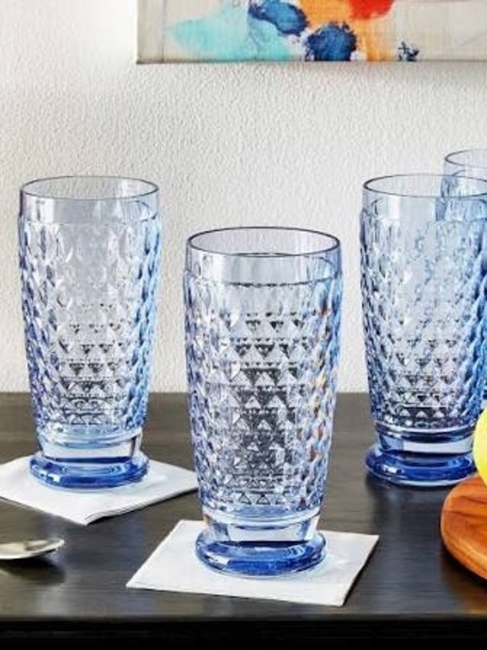 Villeroy & Boch Blue Diamond-Cut Highball Glasses